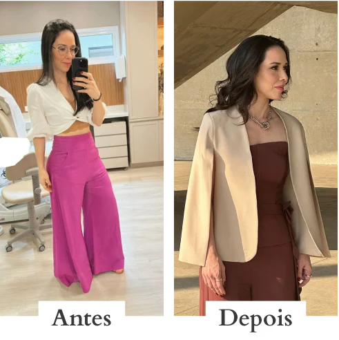 Antes e Depois 03 – cliente e depoimento de consultoria de imagem Amanda Souza